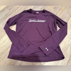 Purple Under Armour Long Sleeve Logo Tee